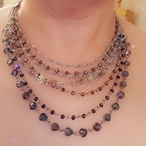 Vintage Goldtone Multi Strand Beaded Necklace